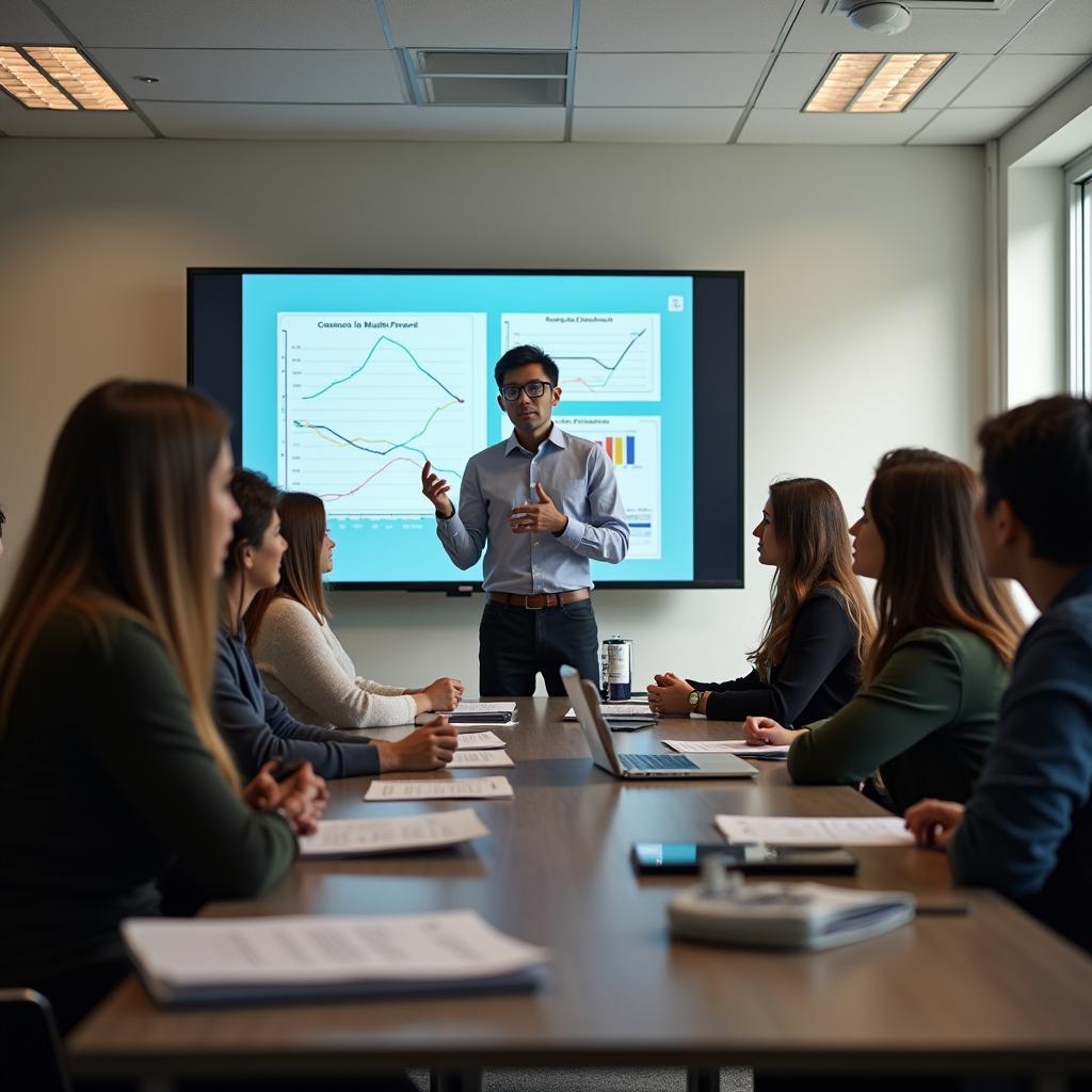 Students in classroom studying financial management concepts