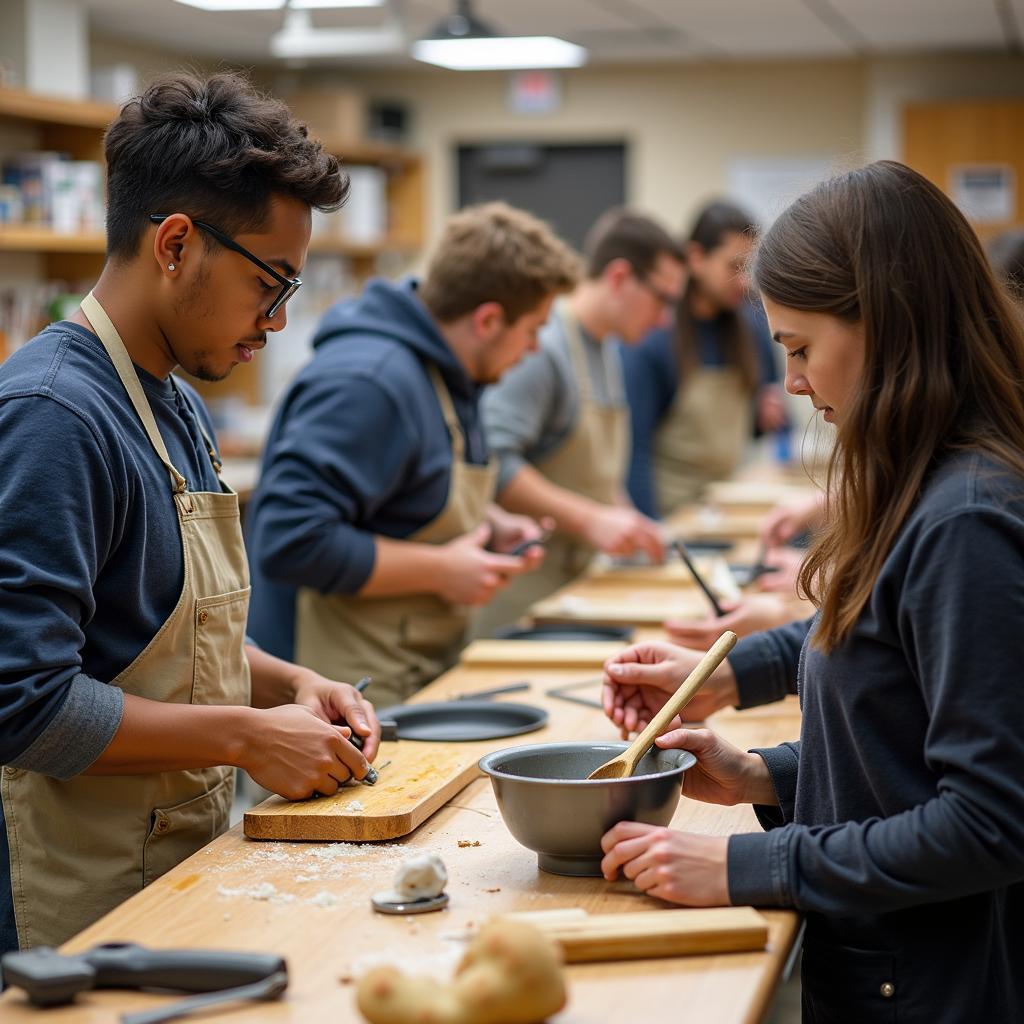 Students actively participating in practical life skills workshop