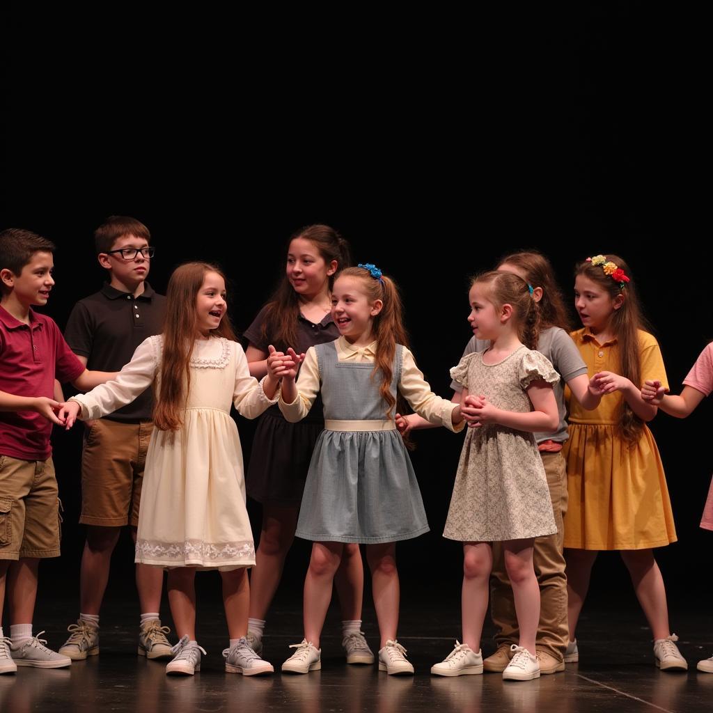 Students participating in school theater production