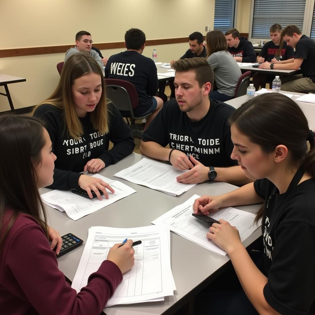 High school students working on practical budgeting exercises