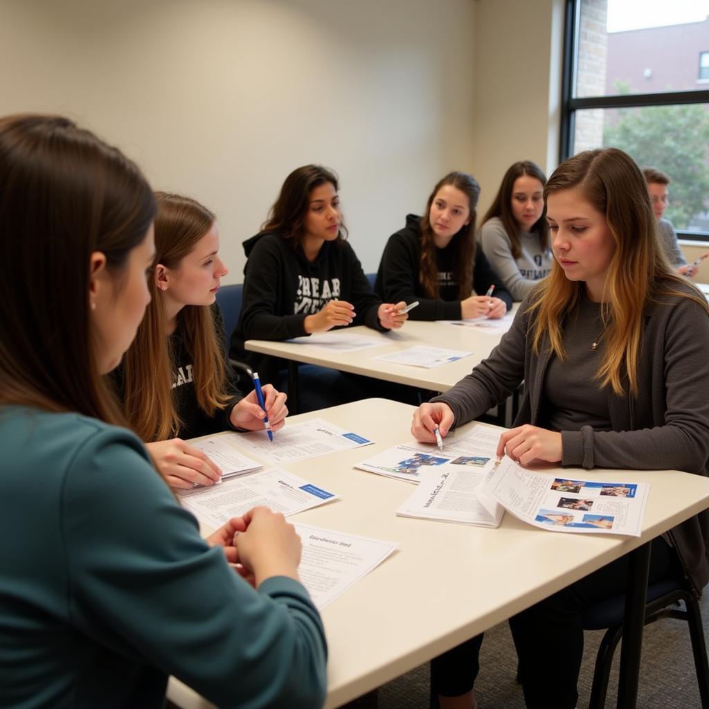 Students engaging in empathy-building activities in modern classroom