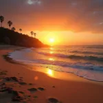 Perfect sunset viewing spot at a peaceful beach environment