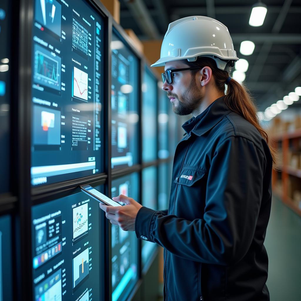 Supply chain worker collaborating with automated systems