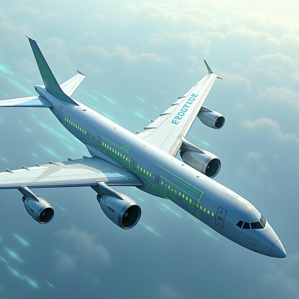 Modern aircraft using sustainable aviation fuel with reduced emissions
