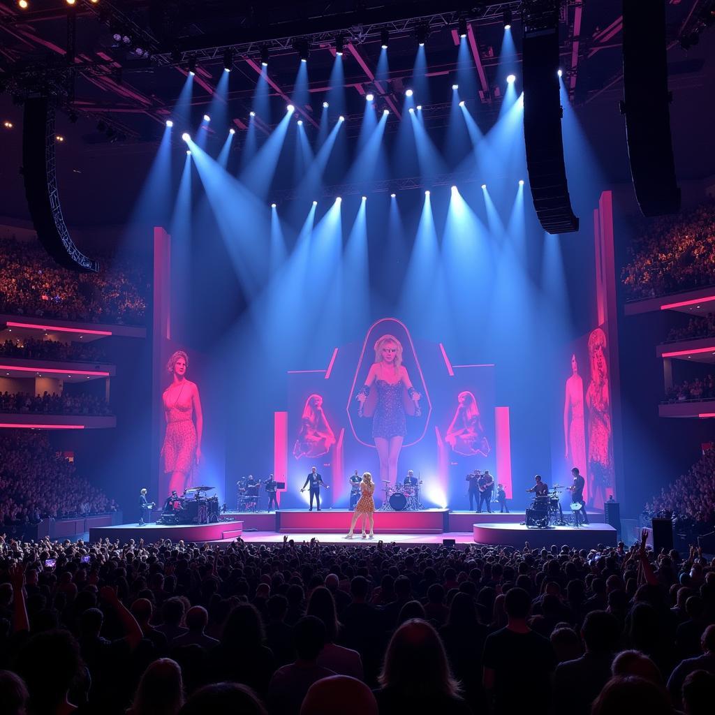 Taylor Swift performing on stage during Eras Tour concert