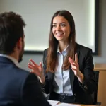 IELTS candidate explaining teaching experience during speaking test