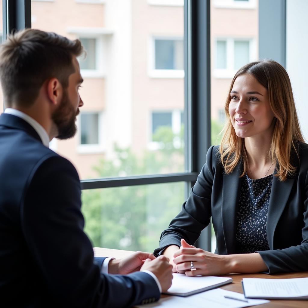 IELTS examiner interviewing candidate about technology
