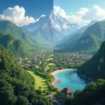 Tourism impact on environmentally sensitive areas showing both preservation and development