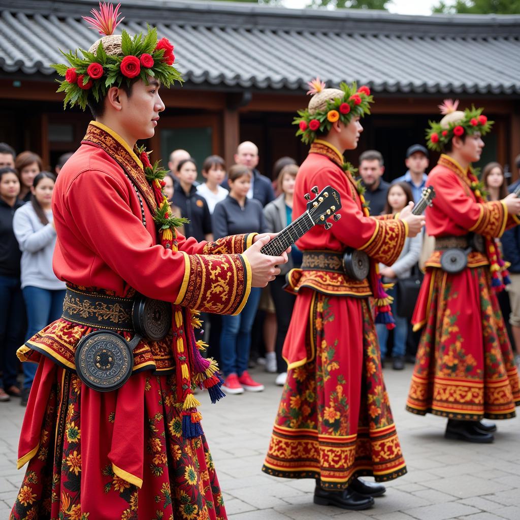 Tourism's dual impact on cultural preservation showing traditional dancers performing for tourists