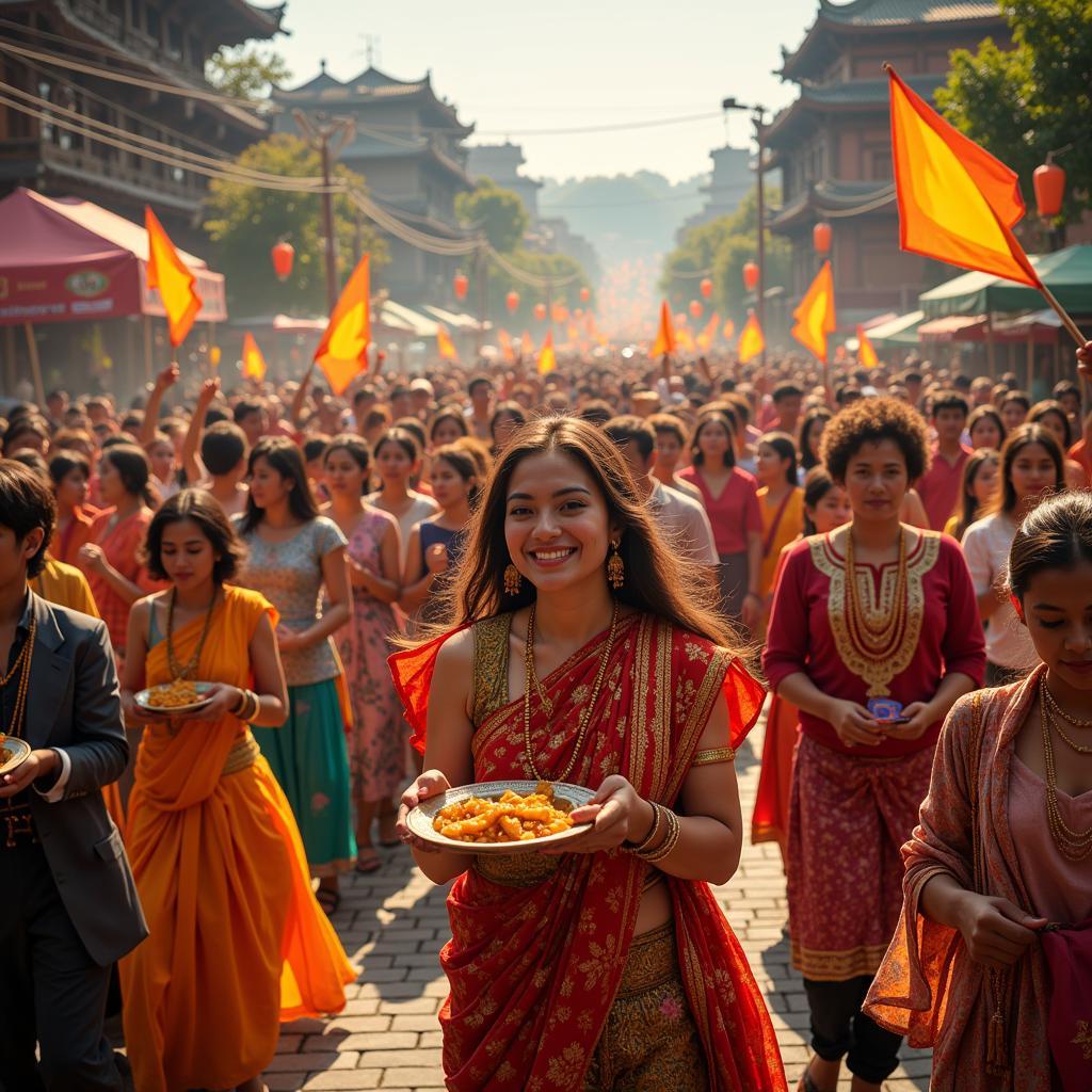 Modern interpretation of traditional festival celebration