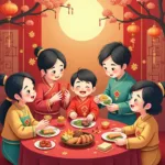 Vietnamese people celebrating traditional Lunar New Year festival