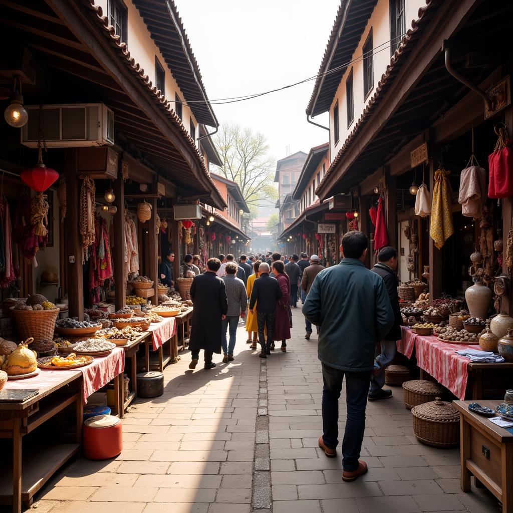 Traditional market showcasing cultural elements and social interaction