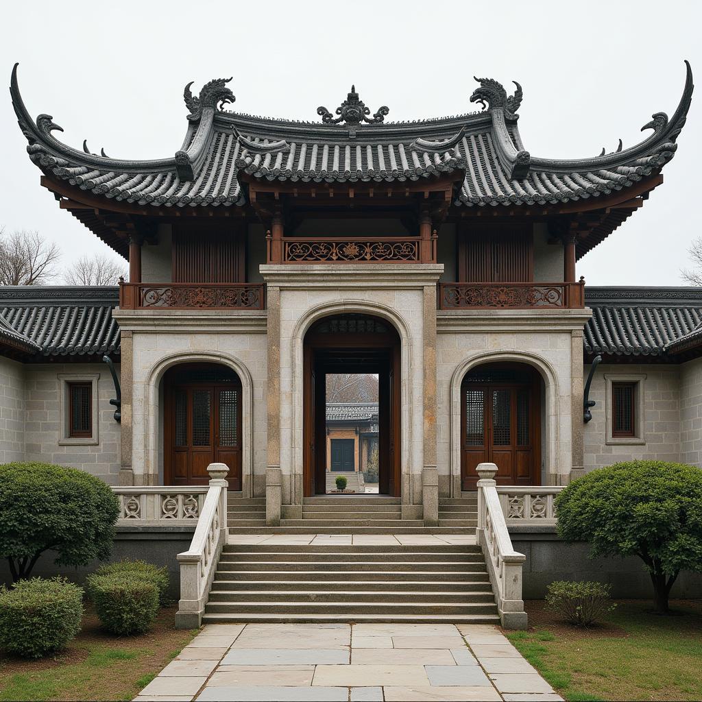 Traditional and modern cultural elements combining in contemporary society