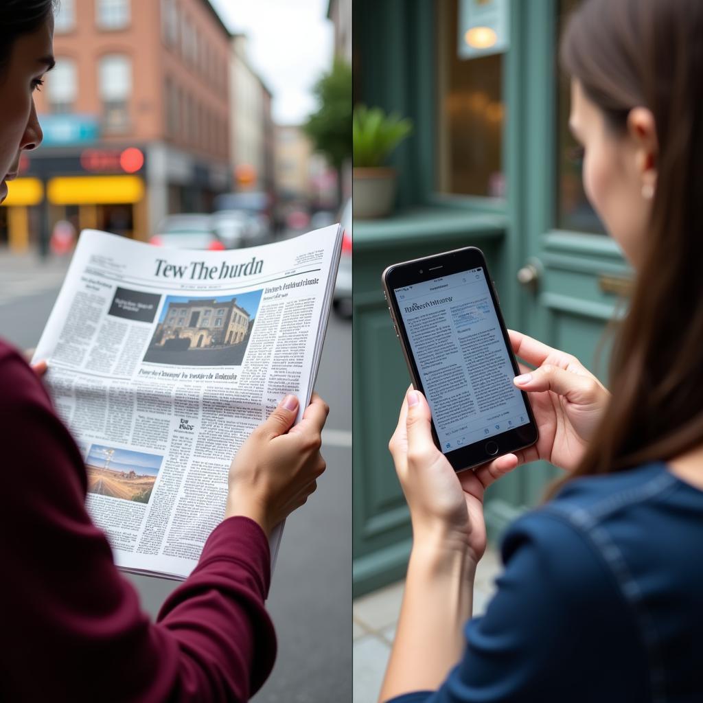 Traditional newspapers versus modern digital news consumption methods