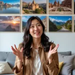 Traveler expressing enthusiasm about visiting historical sites and natural landscapes