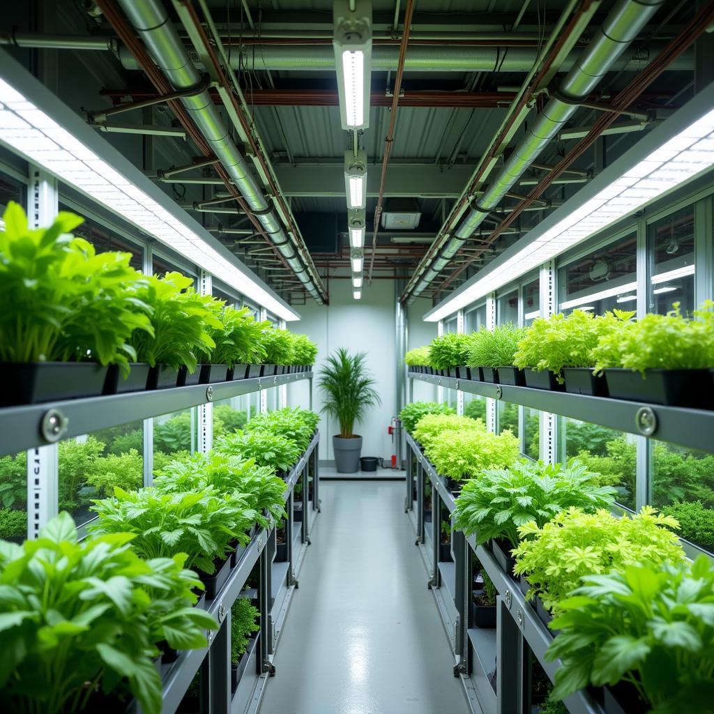 Advanced vertical farming technology showing efficient urban food production methods