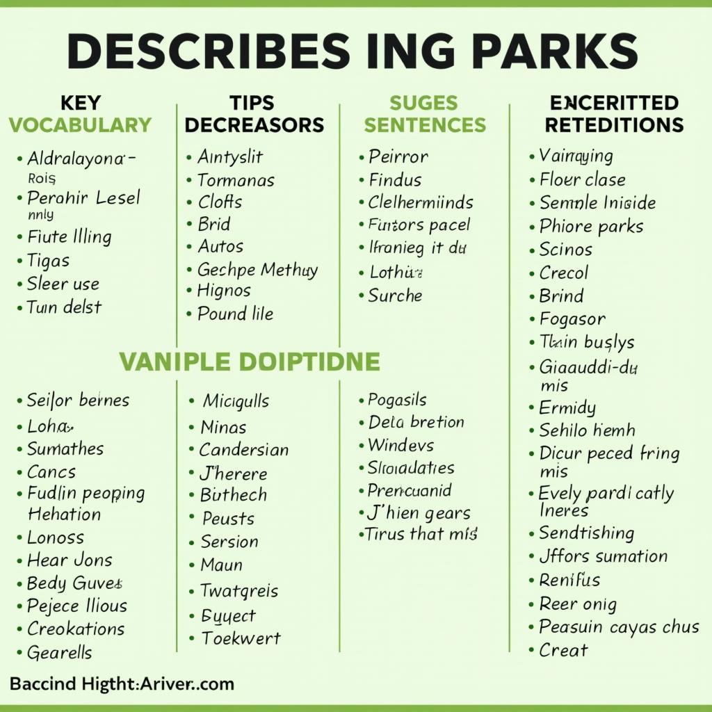 Essential vocabulary and expressions for describing parks in IELTS Speaking