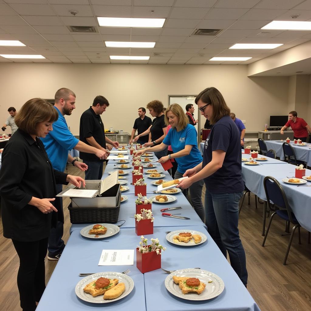Young volunteers organizing community event showing positive impact