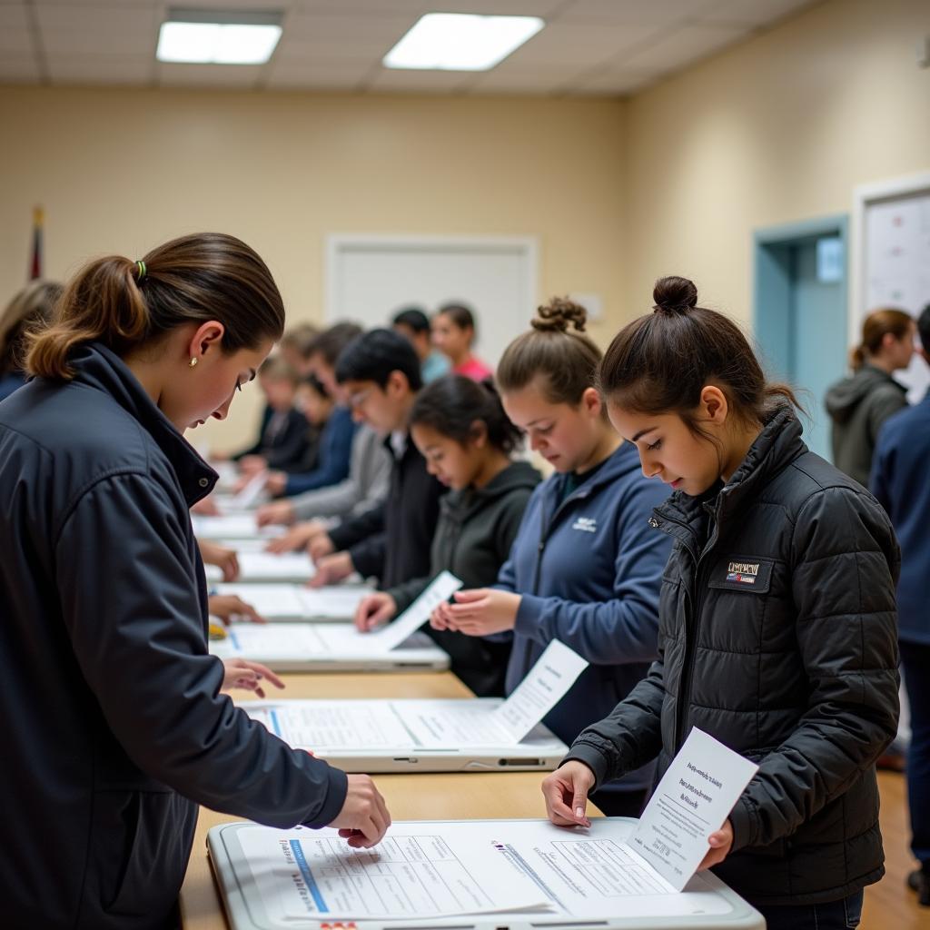 Citizens participating in democratic voting process