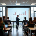 Students learning about wealth management in modern classroom