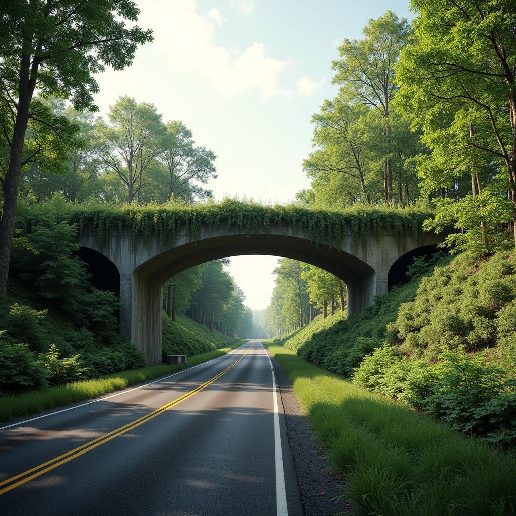 Wildlife corridor implementation in urban development showing green bridges