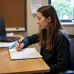 IELTS candidate preparing notes for speaking test wildlife encounter topic