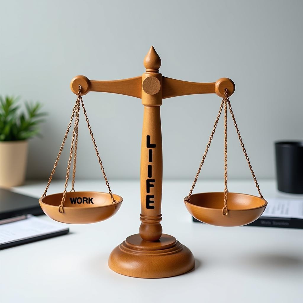 Work life balance concept showing scales with career and personal life
