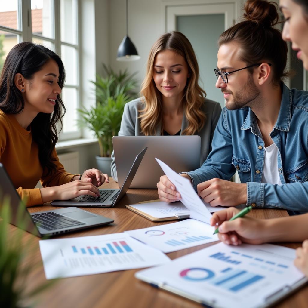Young adults reviewing housing costs and financial plans
