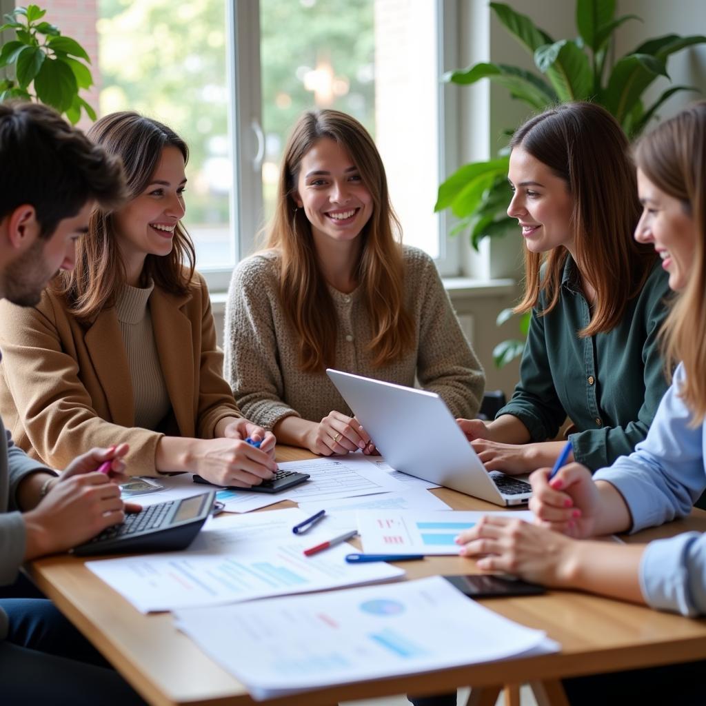 Young professionals discussing retirement planning and savings strategies
