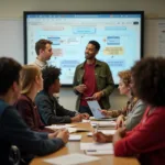 Students learning about financial management in a modern classroom