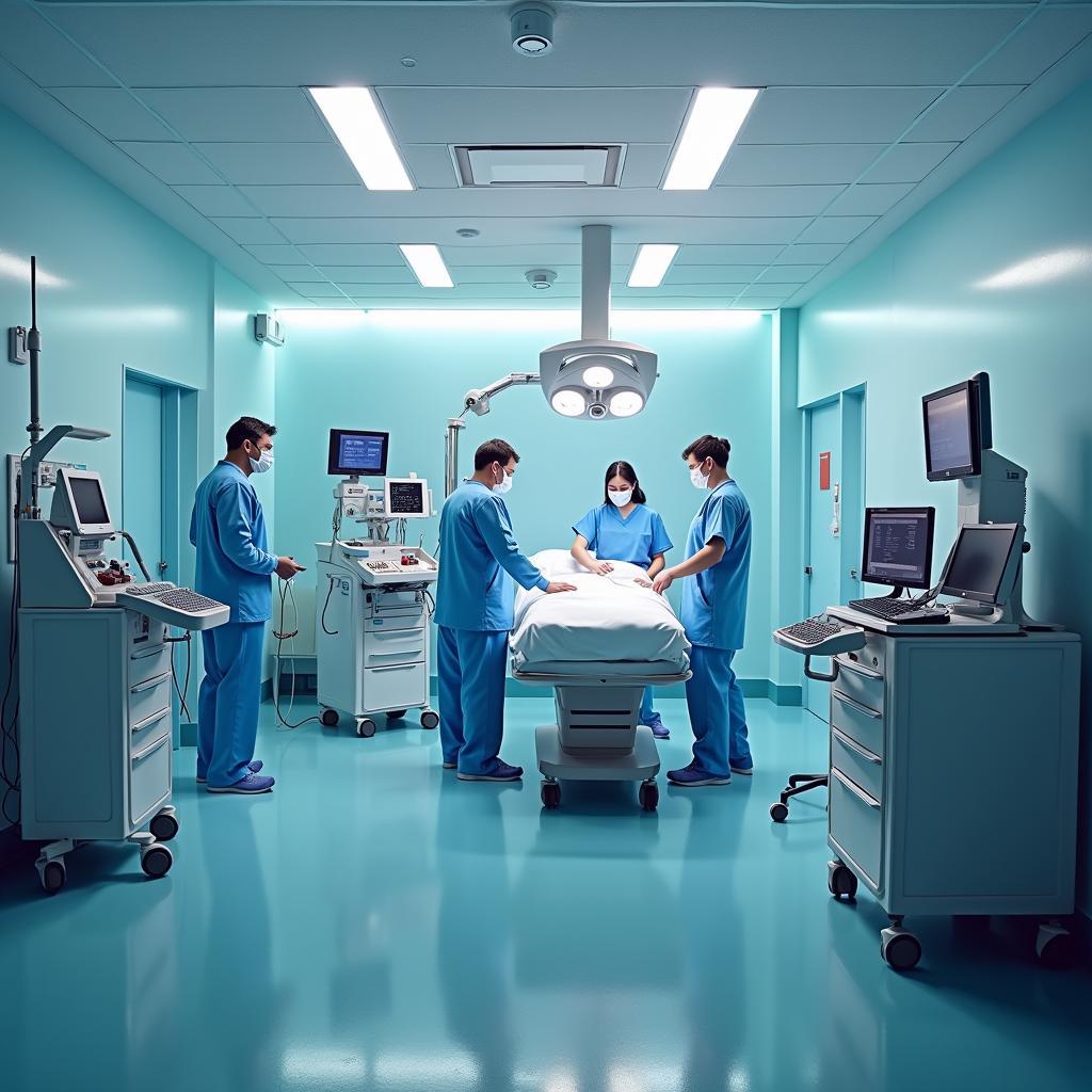 Advanced medical treatment in modern hospital setting