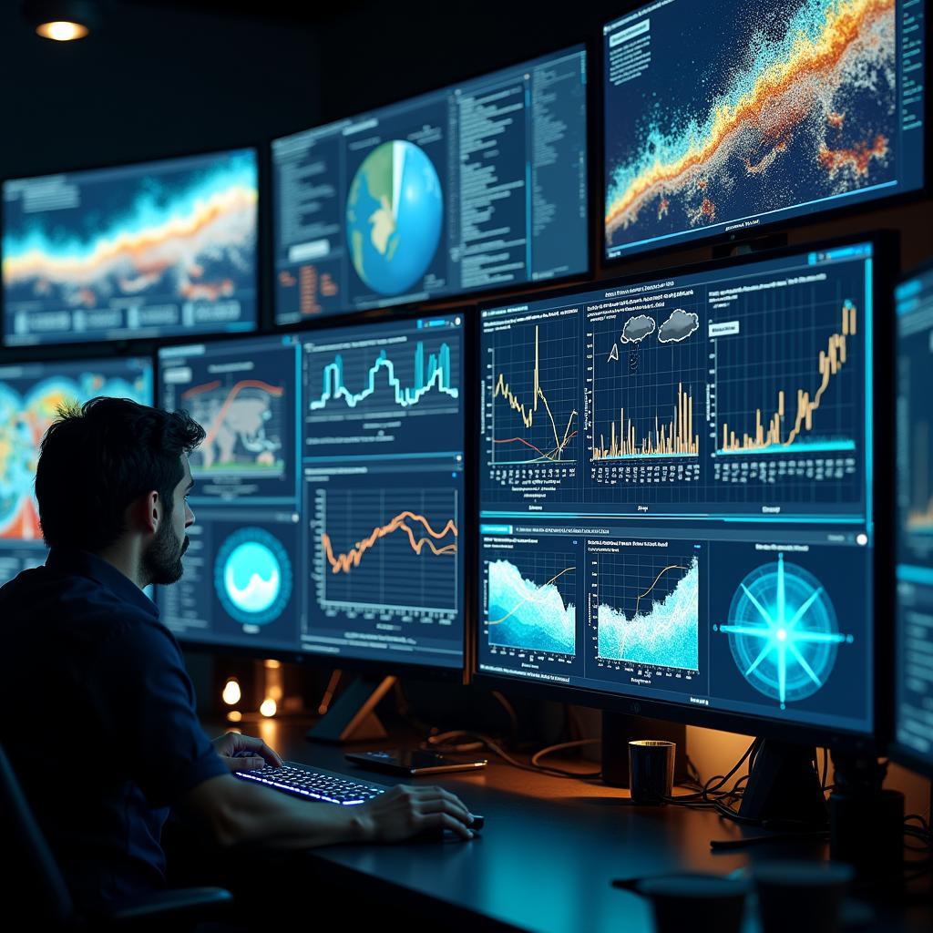 Advanced AI system analyzing multiple data streams for disaster prediction