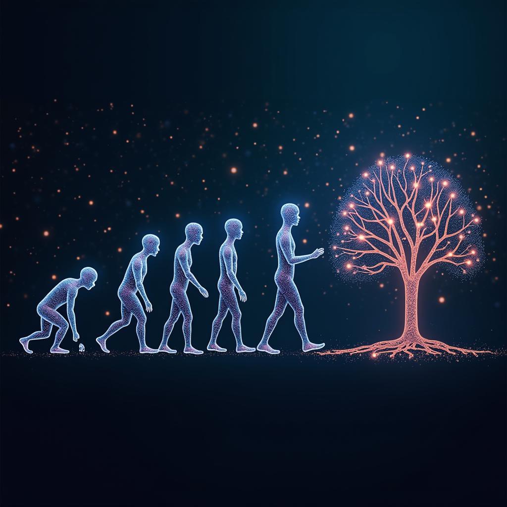 Visual representation of AI evolution highlighting complex deep learning neural networks structure