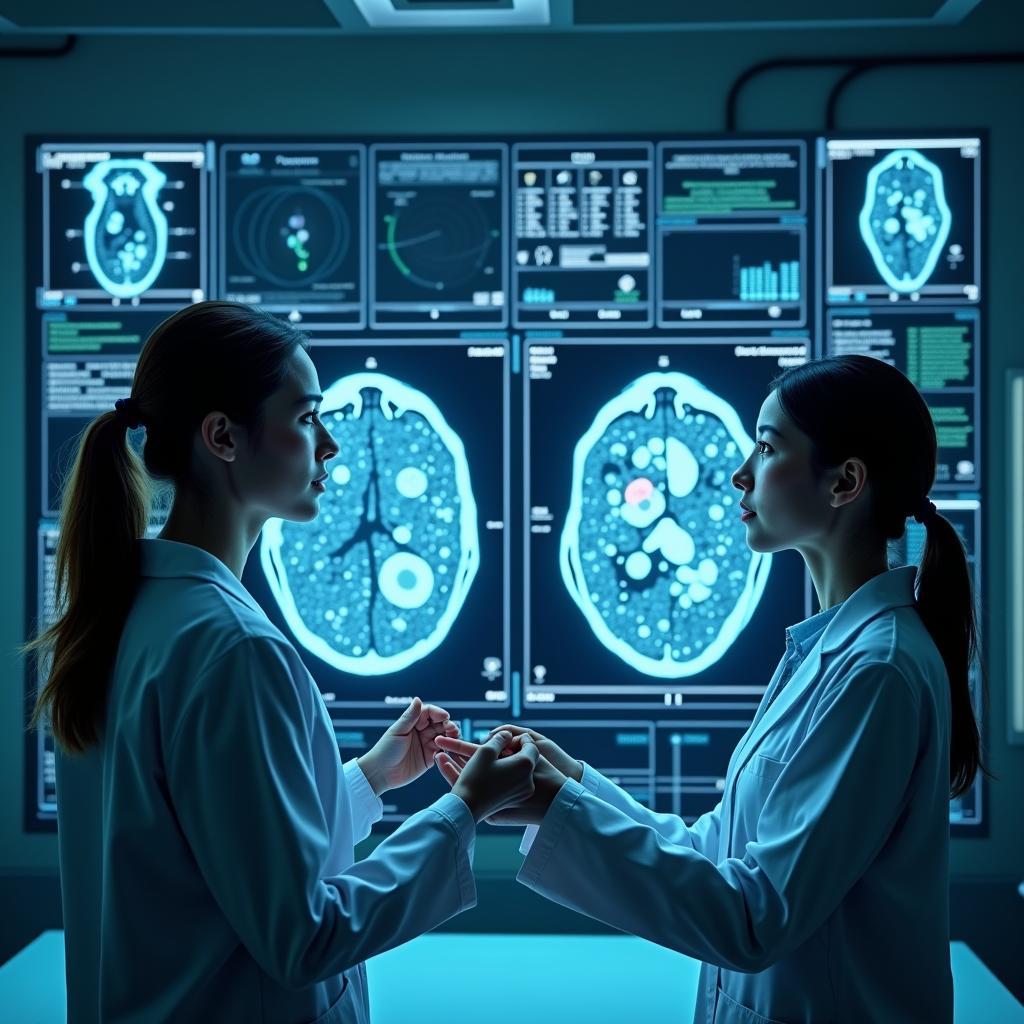 AI-powered diagnostic tools analyzing medical imaging for early disease detection in healthcare revolution.