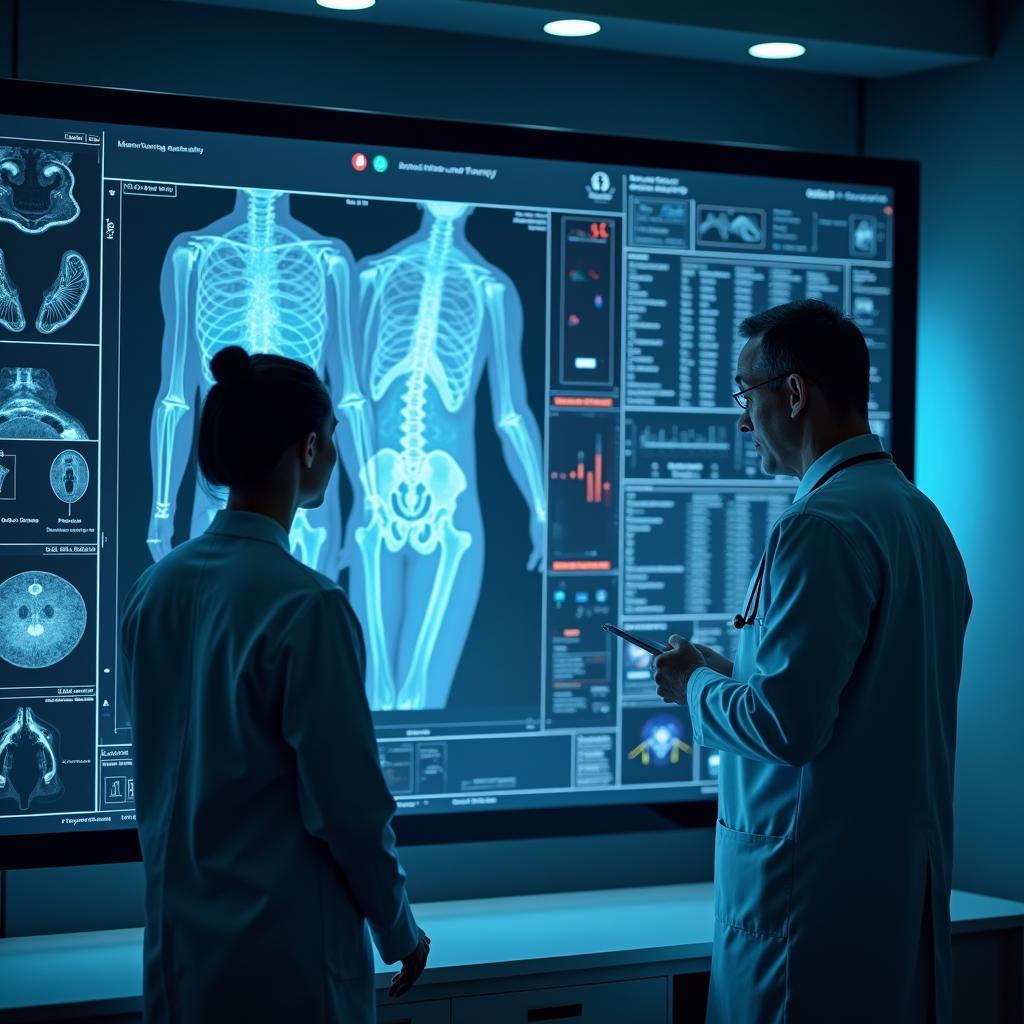 Artificial intelligence in healthcare showing AI analyzing medical images for improved patient diagnosis and treatment