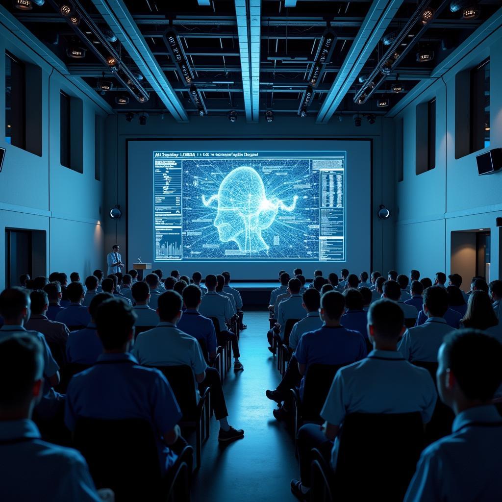 Esteemed medical professionals and researchers discuss AI applications in healthcare at a prestigious seminar.