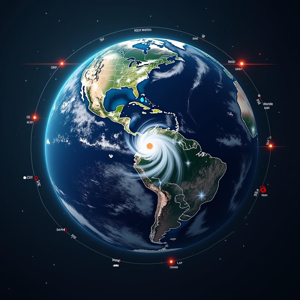 AI and satellite imagery predicting extreme weather for early warning systems and disaster preparedness.