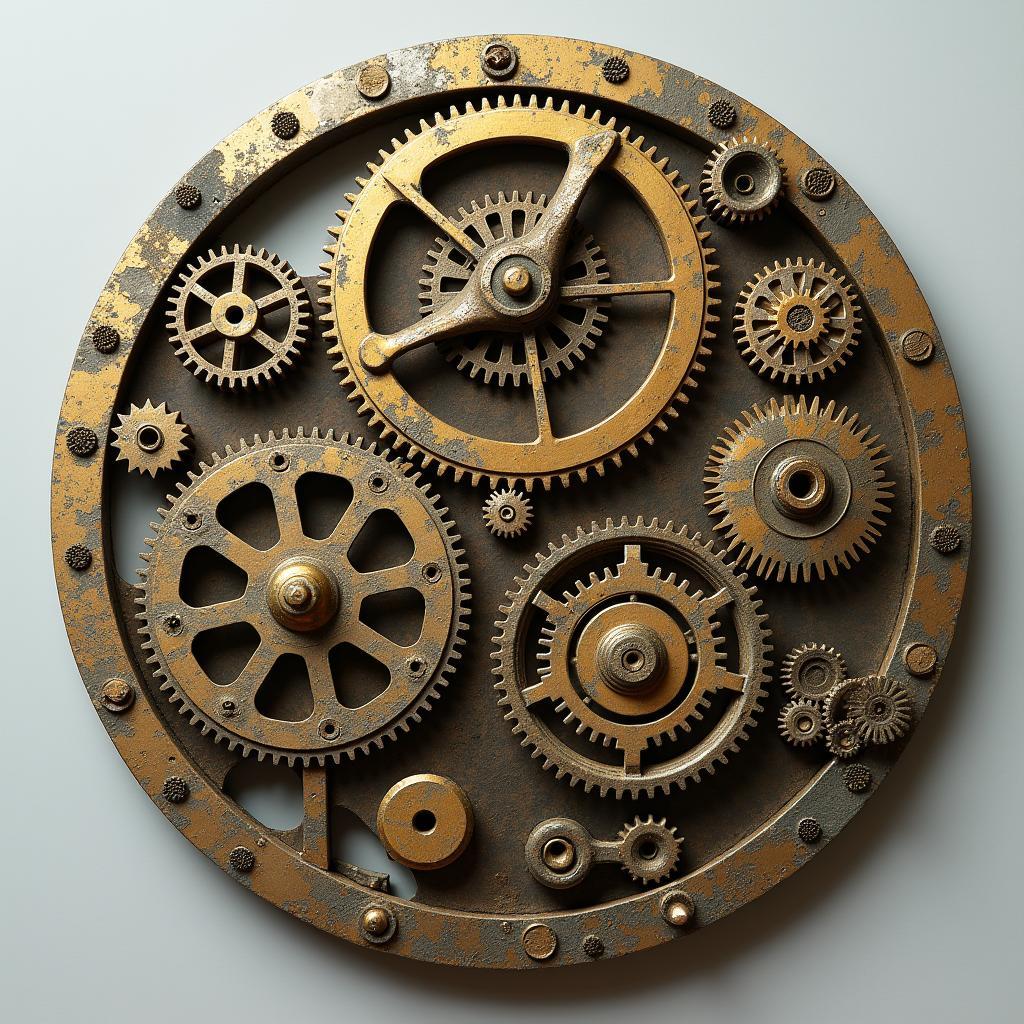 Ancient Greek Antikythera mechanism with visible gears