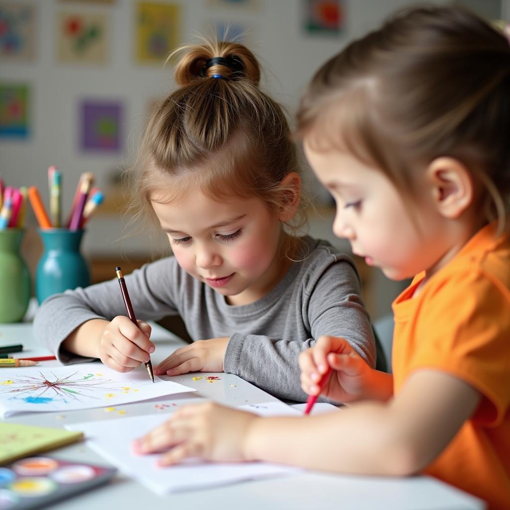 Students developing cognitive skills through art