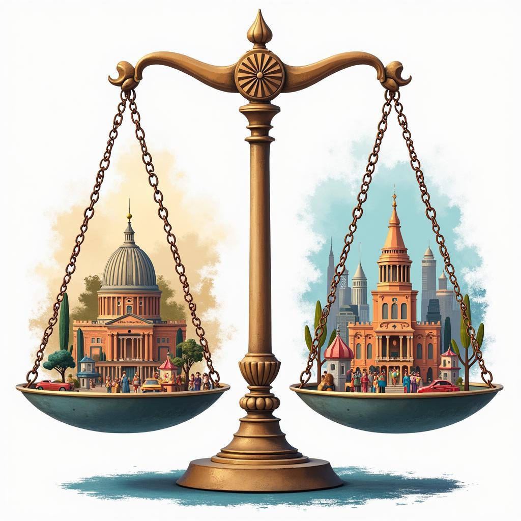 Symbolic image of balanced art funding, a public-private partnership fostering community engagement and supporting diverse artists.