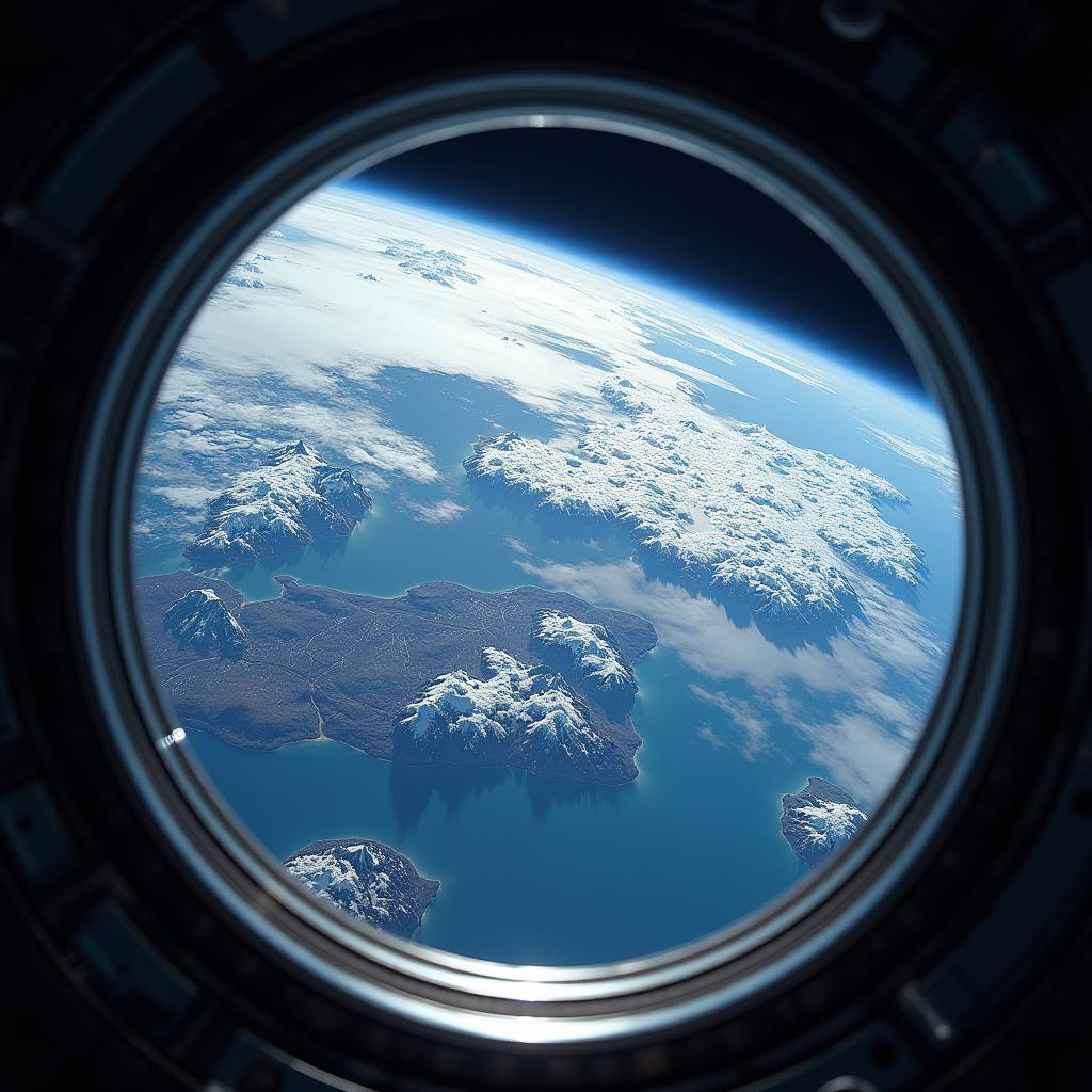 Astronaut's perspective of Earth from space, highlighting its fragility and inspiring environmental stewardship (Overview Effect).