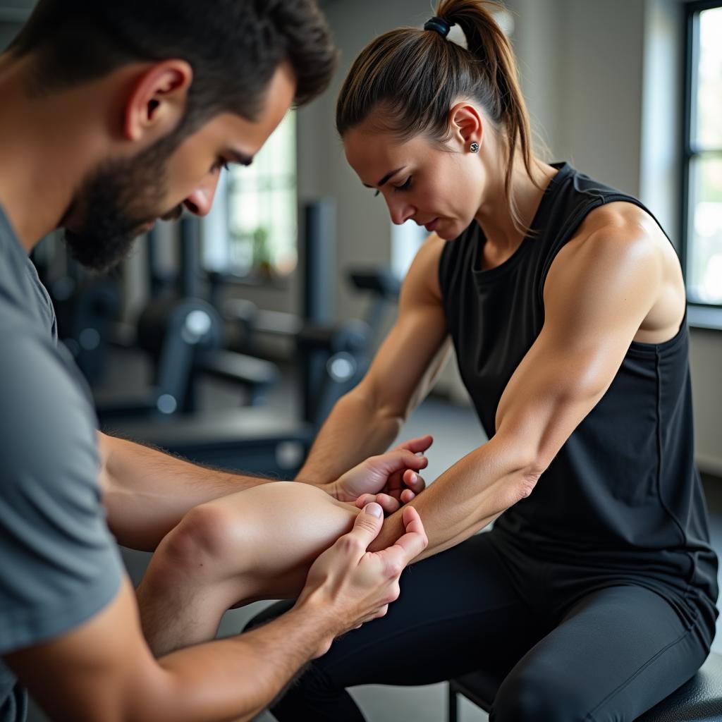 Athlete gets specialized sports massage therapy for recovery and performance enhancement as part of training routine.
