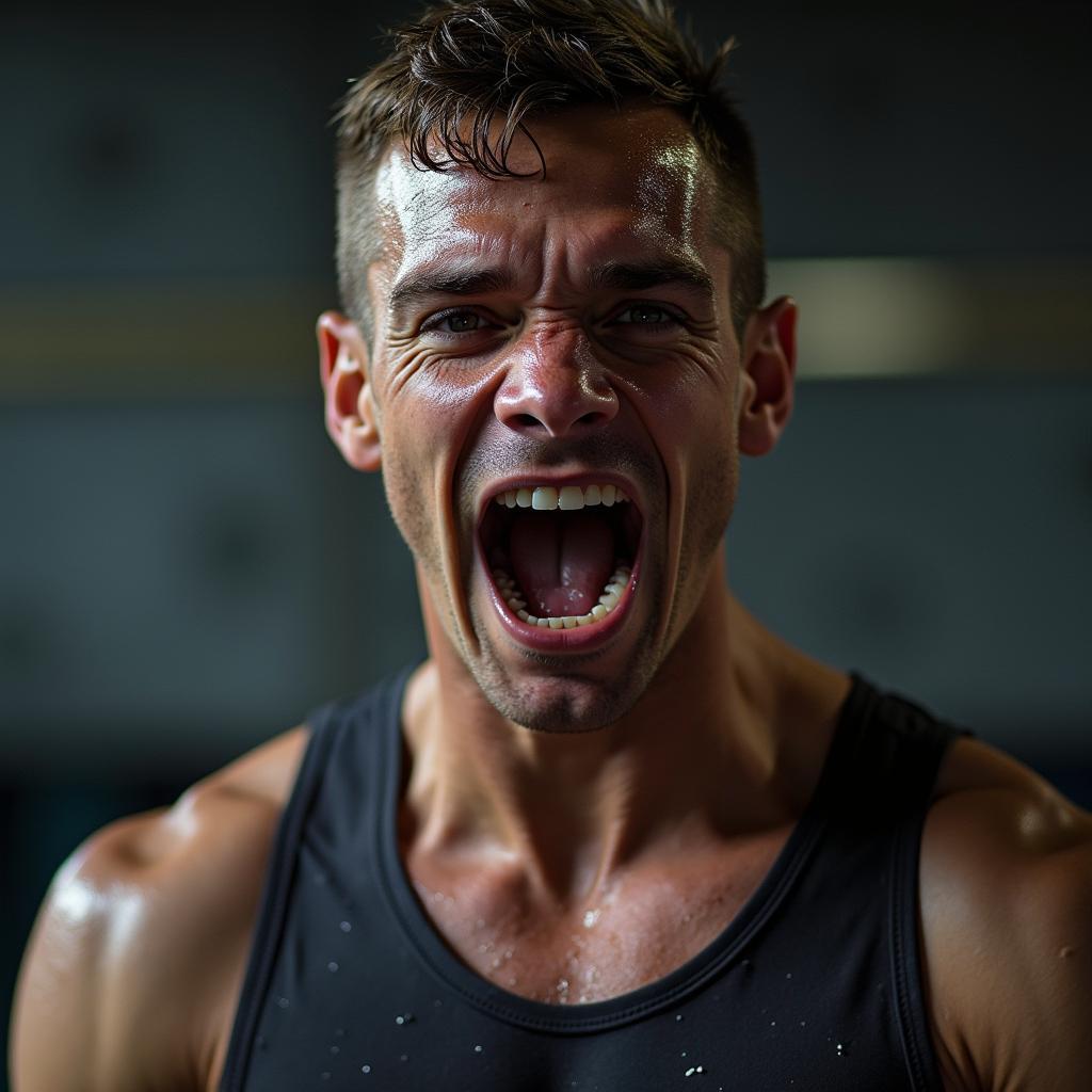 Athlete's rigorous training: talent plus hard work achieves sporting excellence and mental toughness.