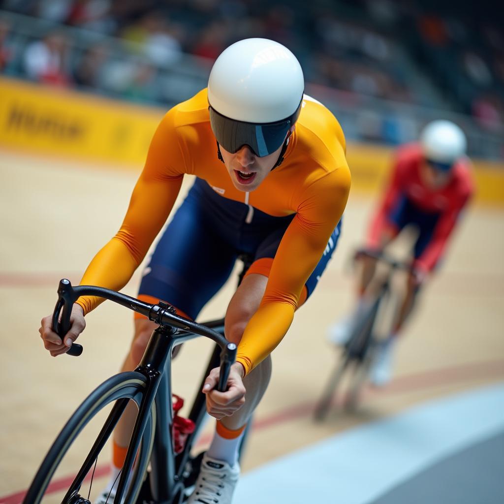 Athlete in action utilizing specialized high-performance sports gear for peak competitive advantage in cycling