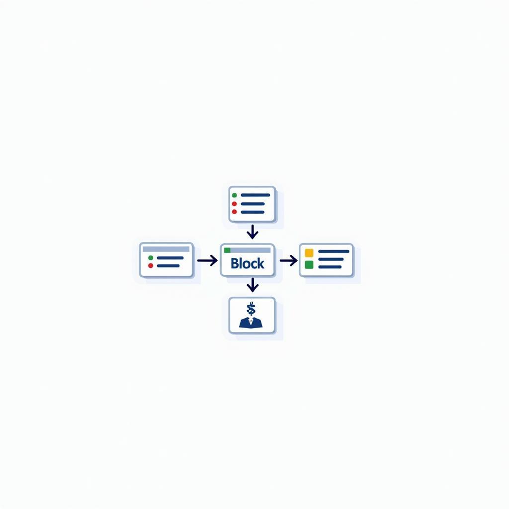 Simplified blockchain structure showing interconnected blocks with transaction data illustrating the chain concept.