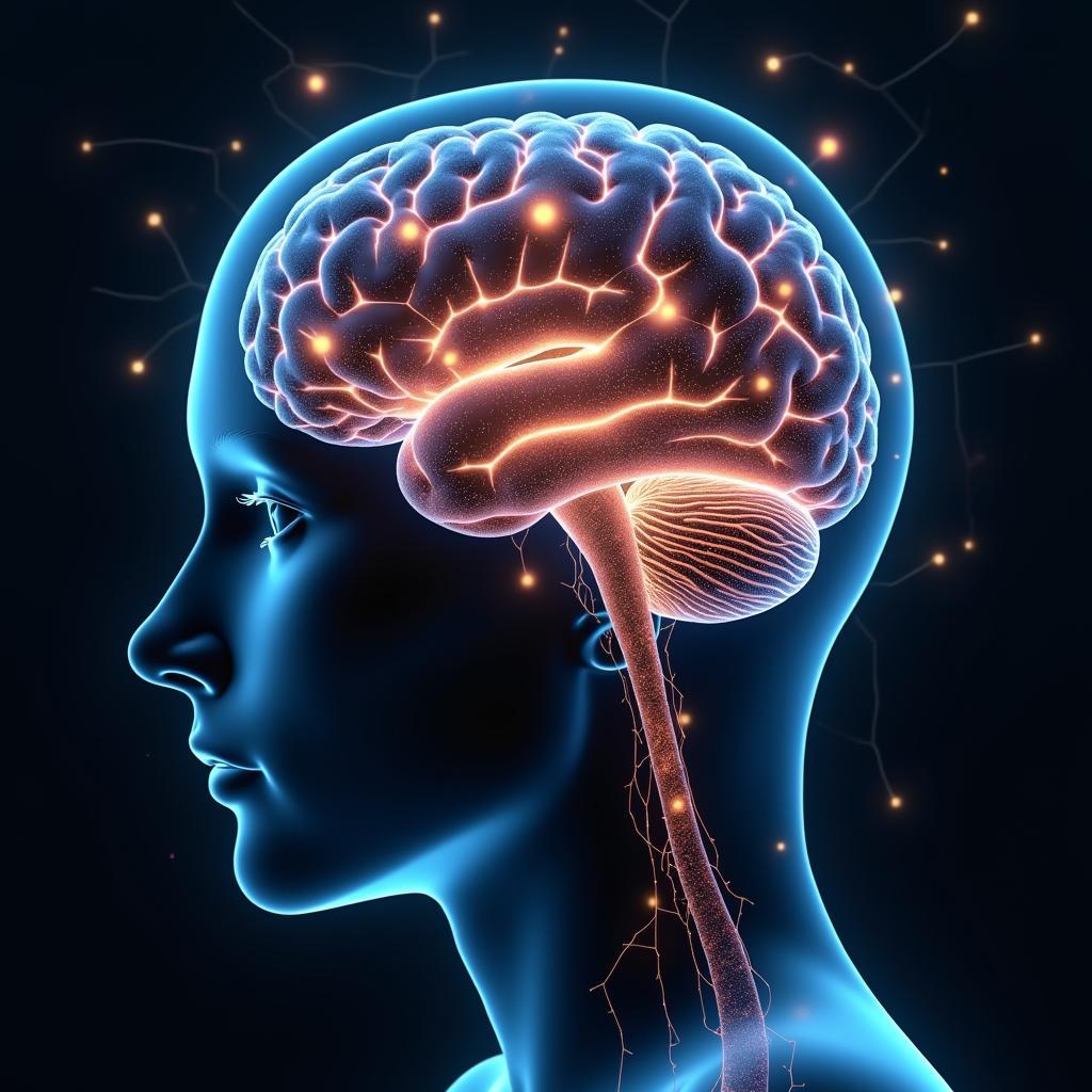 Conceptual image of a brain navigating a complex network of hyperlinked digital content, showing increased activity in working memory and attention control areas.