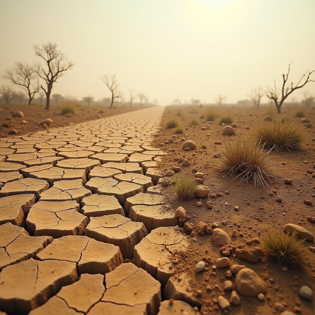 Climate change leading to desertification and significant loss of fertile arable land suitable for agriculture.
