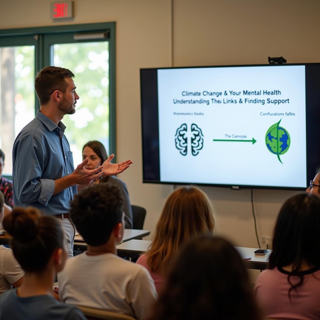 Educational program raising awareness on climate change's mental health effects and available support systems.