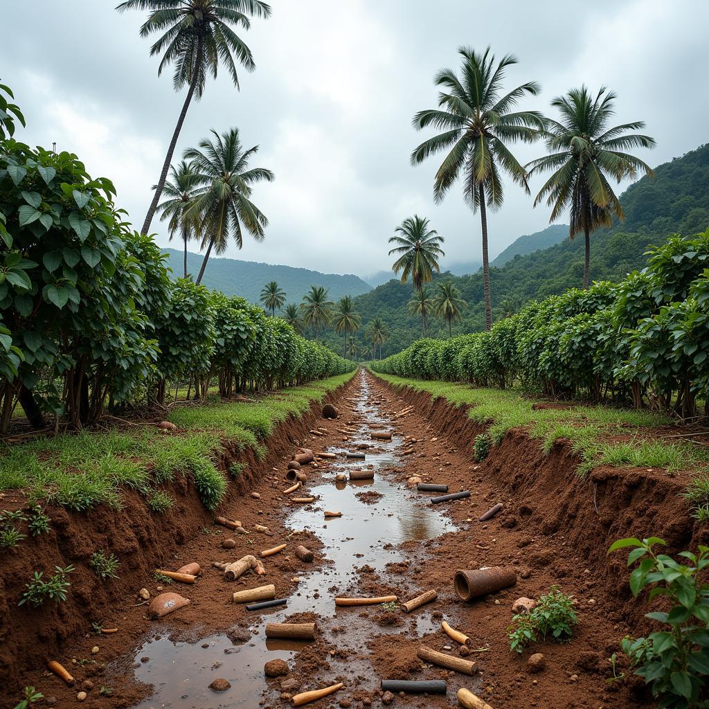 coffee plantation damaged by flood