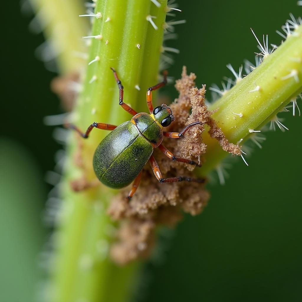 Crop leaves damaged by pests highlighting increased threat from climate warming effects on global agriculture